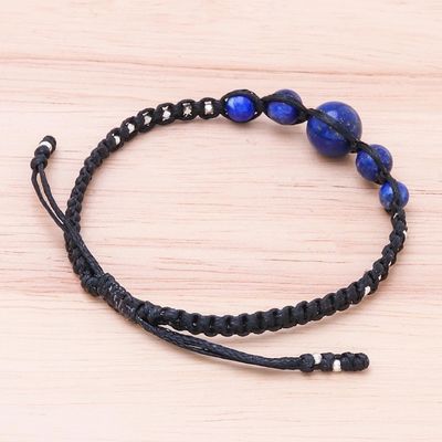 Alternate image for Hill Tribe Lapis Lazuli Beaded Macrame Bracelet Blue Way