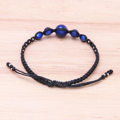 Alternate image for Hill Tribe Lapis Lazuli Beaded Macrame Bracelet Blue Way