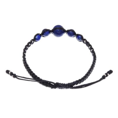 Alternate image for Hill Tribe Lapis Lazuli Beaded Macrame Bracelet Blue Way