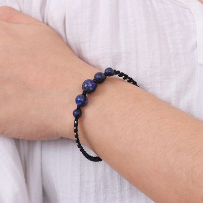 Alternate image for Hill Tribe Lapis Lazuli Beaded Macrame Bracelet Blue Way