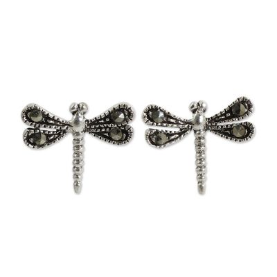 Alternate image for Sterling Silver Artisan Crafted Stud Earrings from Thailand Petite Dragonflies