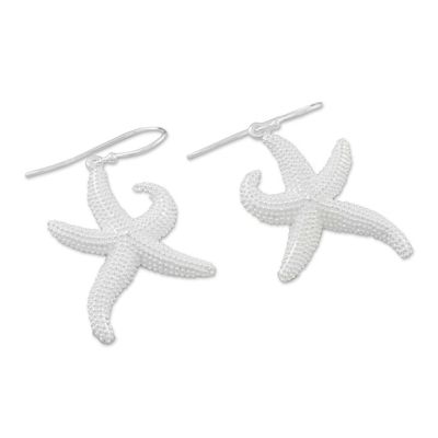 Alternate image for Sterling Silver Starfish Dangle Earrings from Thailand Dancing Starfish