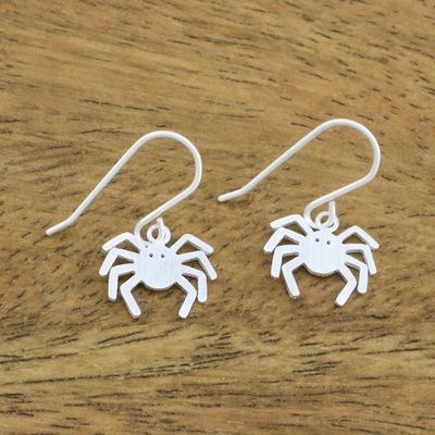 Alternate image for 925 Sterling Silver Handmade Dangle Spider Earrings Eight Legged Love