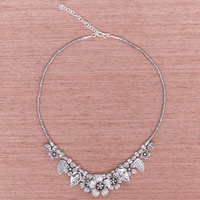 Alternate image for Silver 950 Flower Motif Pendant Necklace from Thailand Natures Miracle