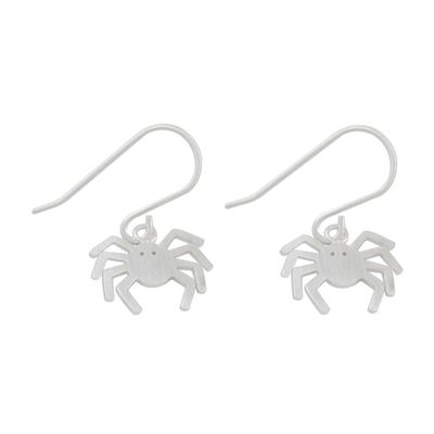 Alternate image for 925 Sterling Silver Handmade Dangle Spider Earrings Eight Legged Love