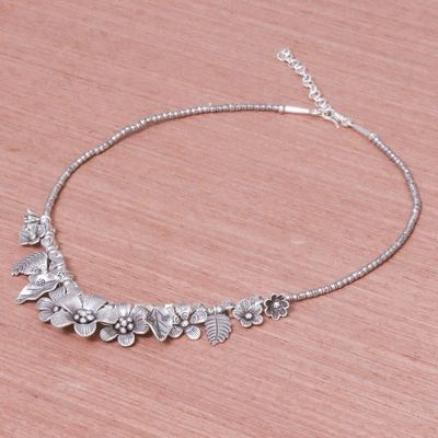 Alternate image for Silver 950 Flower Motif Pendant Necklace from Thailand Natures Miracle