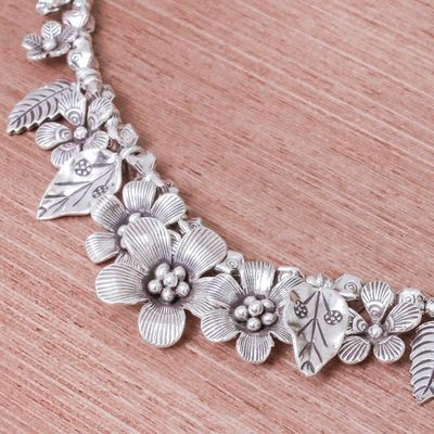 Alternate image for Silver 950 Flower Motif Pendant Necklace from Thailand Natures Miracle