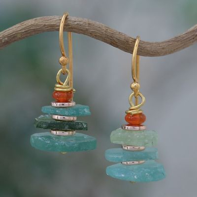 Alternate image for 18k Gold-Plated Beaded Dangle Earrings from Thailand Ocean Bohemian
