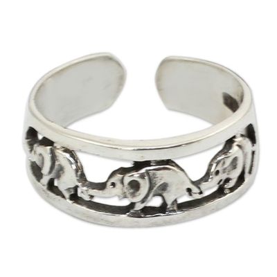 Alternate image for Thai Elephants Sterling Silver Toe Ring Elephant Walk