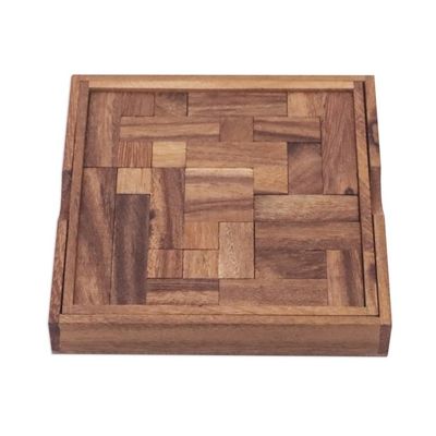 Alternate image for Handcrafted Square Wood Geometric Puzzle from Thailand Geometry Game