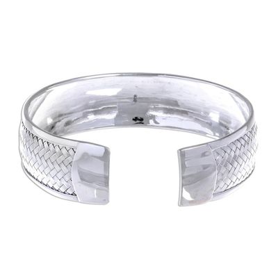 Alternate image for Sterling Silver Cuff Bracelet with Woven Motif Weaving Tales