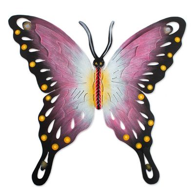 Alternate image for Handmade Purple Butterfly Steel Wall Sculpture Mexico Soul of Femininity