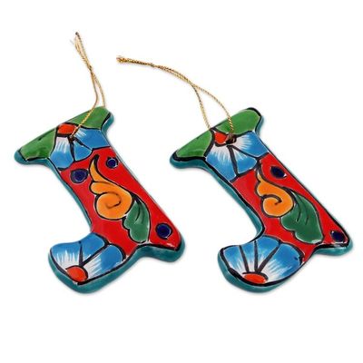 Alternate image for Talavera-Style Ceramic Stocking Ornaments Set of 4 Talavera Stocking