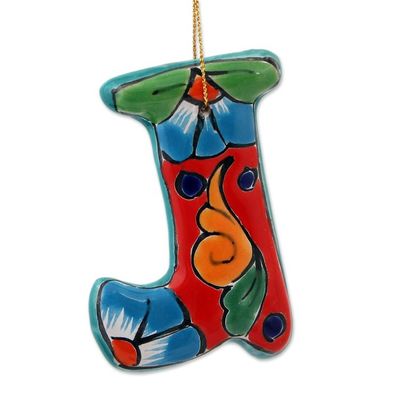 Alternate image for Talavera-Style Ceramic Stocking Ornaments Set of 4 Talavera Stocking