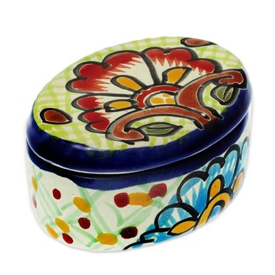 Alternate image for Cotton Swab Jar in Talavera-Style Ceramic Hidalgo Bouquet