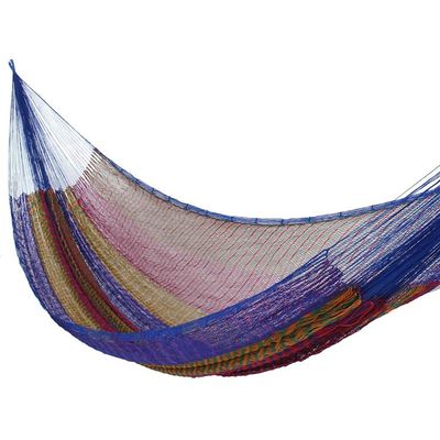 Alternate image for Hand Made Patterned Blue and Bright Mayan Hammock Double Rainbow Seascape