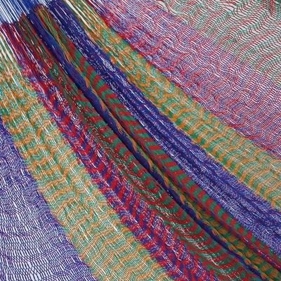 Alternate image for Hand Made Patterned Blue and Bright Mayan Hammock Double Rainbow Seascape