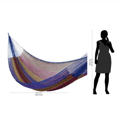 Alternate image for Hand Made Patterned Blue and Bright Mayan Hammock Double Rainbow Seascape