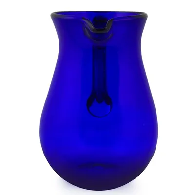Alternate image for Blue Handcrafted Handblown Recycled Glass Pitcher Pure Cobalt