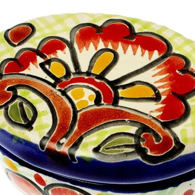 Alternate image for Cotton Swab Jar in Talavera-Style Ceramic Hidalgo Bouquet