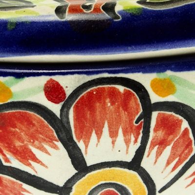 Alternate image for Cotton Swab Jar in Talavera-Style Ceramic Hidalgo Bouquet