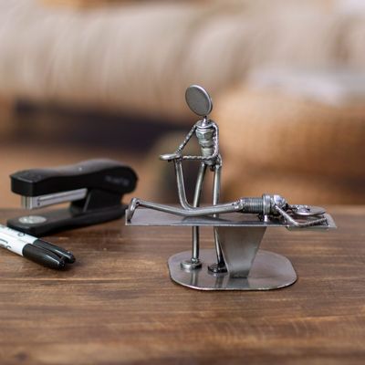 Alternate image for Handmade Chiropractic Recycled Metal Figurine from Mexico Chiropractic