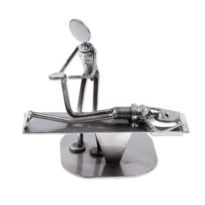Alternate image for Handmade Chiropractic Recycled Metal Figurine from Mexico Chiropractic
