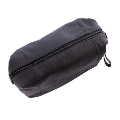 Alternate image for Unisex Black Leather Toiletry Case Open Road in Black