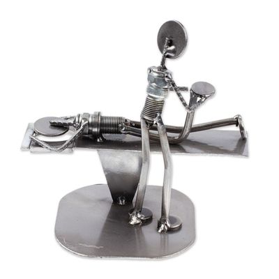 Alternate image for Handmade Chiropractic Recycled Metal Figurine from Mexico Chiropractic