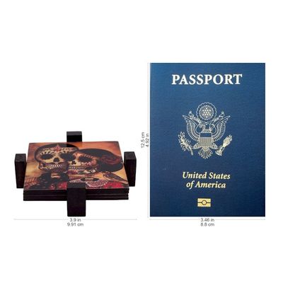 Alternate image for Set of 4 Decoupage Coasters with Day of the Dead Theme Day of the Dead Romance