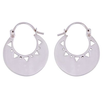 Alternate image for High-Polish Sterling Silver Hoop Earrings from Mexico Triangle Glow