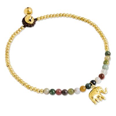Alternate image for Elephant Charm Agate and Beaded Brass Anklet Stylish Elephant