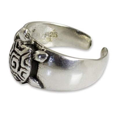 Alternate image for Hand Crafted Sterling Silver Turtle Toe Ring Walk Slowly