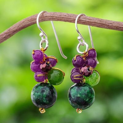 Alternate image for Quartz Beaded Earrings with Sterling Silver Hooks Luscious Fruit