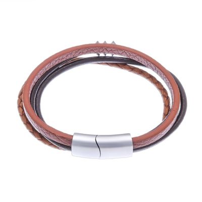 Alternate image for Leather Cord Bracelet in Brown from Thailand Free Spirited in Brown