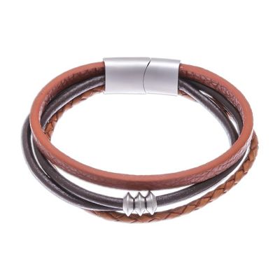 Alternate image for Leather Cord Bracelet in Brown from Thailand Free Spirited in Brown