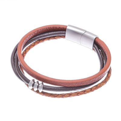 Alternate image for Leather Cord Bracelet in Brown from Thailand Free Spirited in Brown