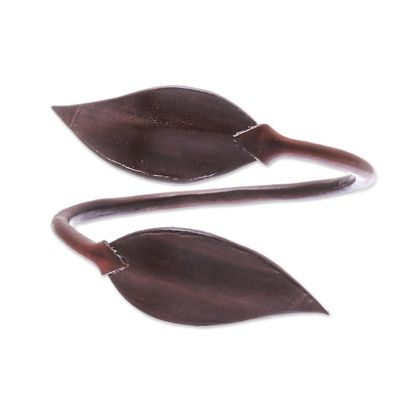 Alternate image for Leafy Leather Wrap Bracelet in Chestnut from Thailand Forest Embrace in Chestnut
