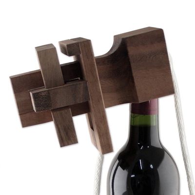 Alternate image for Handmade Rain Tree Wood Bottle Puzzle from Thailand Dont Break It