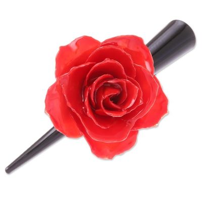 Alternate image for Natural Red Sweetheart Rose Hair Clip from Thailand Crimson Sweetheart