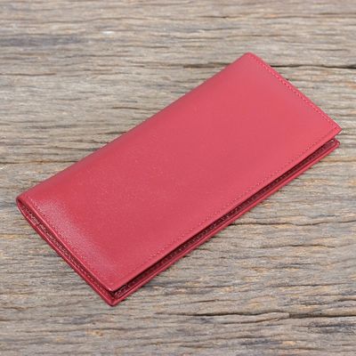 Alternate image for Hand Crafted Red Leather Wallet Five Alarm