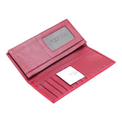 Alternate image for Hand Crafted Red Leather Wallet Five Alarm