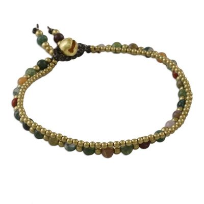 Alternate image for Unique Thai Brass Beaded Jasper Bracelet Harvest Harmony