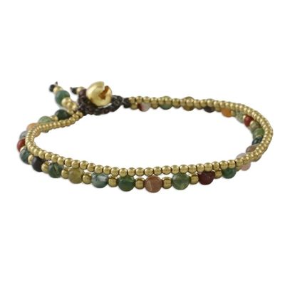 Alternate image for Unique Thai Brass Beaded Jasper Bracelet Harvest Harmony