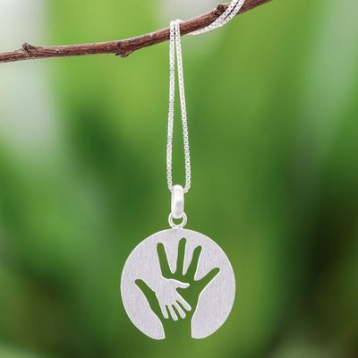 Alternate image for Hand Motif Inspirational Sterling Silver Pendant Necklace Generations