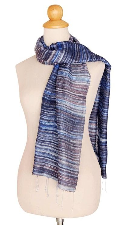 Alternate image for Batik Silk Scarf Mae Nam Khong Waters