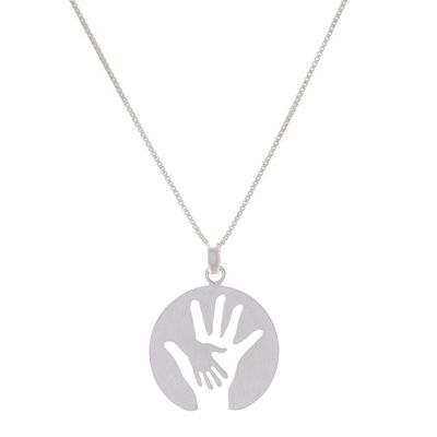 Alternate image for Hand Motif Inspirational Sterling Silver Pendant Necklace Generations