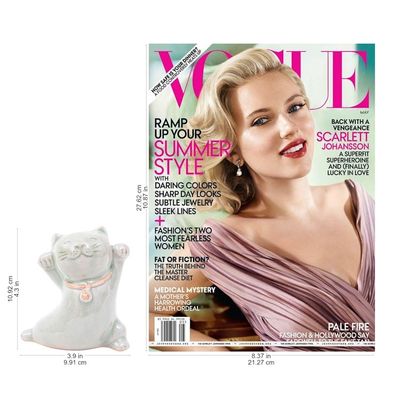 Alternate image for Cat Shaped Celadon Ceramic Figurine Handmade in Thailand Lucky and Playful