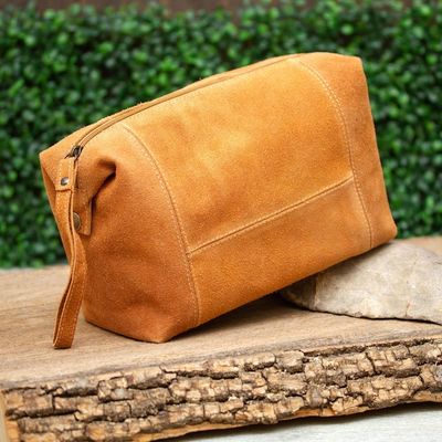 Alternate image for Spice Brown Travel or Cosmetic Bag with Zipper and Strap El Bajio