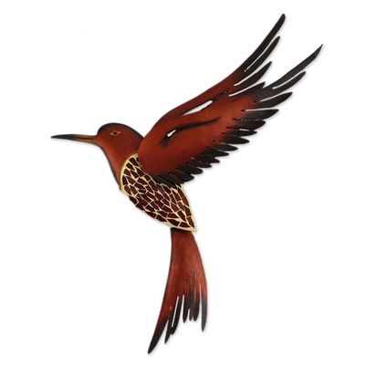 Alternate image for Unique Steel Bird Wall Art Ruby Breasted Hummingbird